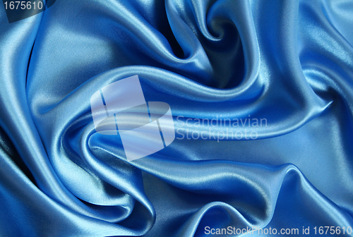 Image of Smooth elegant dark blue silk can use as background Smooth elega
