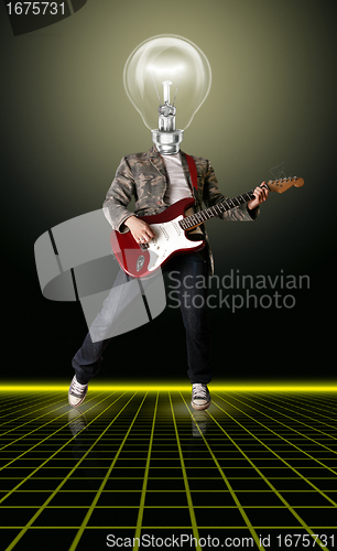 Image of punk with the guitar and lamp-head