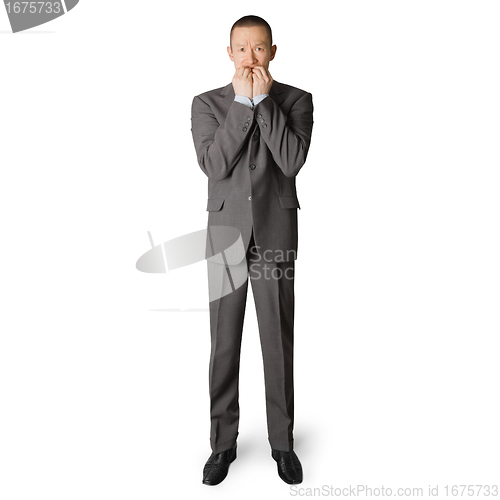 Image of scared businessman