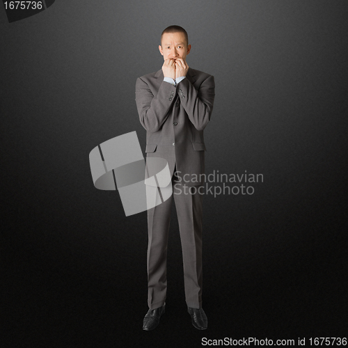 Image of scared businessman