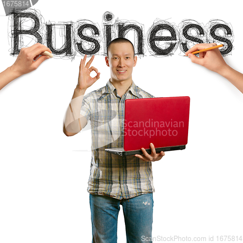 Image of sketch word business with businessman