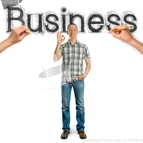 Image of sketch word business with businessman