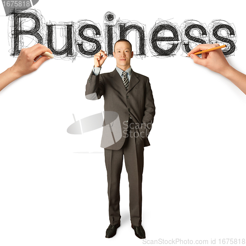 Image of sketch word business with businessman