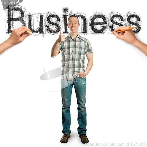 Image of sketch word business with businessman