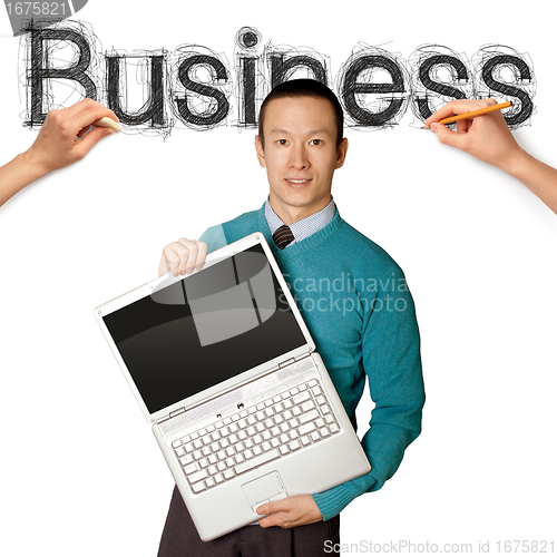 Image of sketch word business with businessman