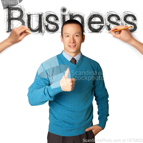 Image of sketch word business with businessman