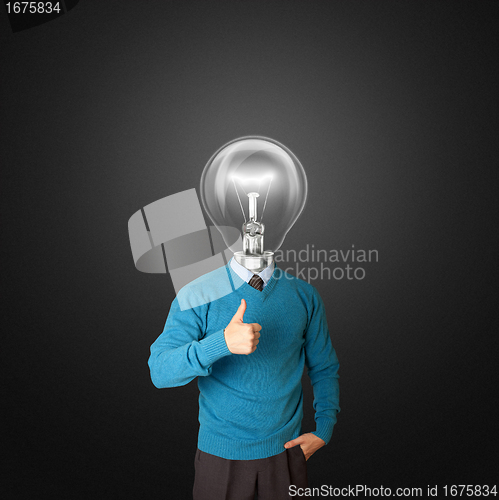 Image of young businessman with lamp-head