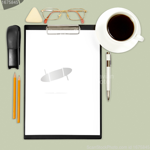 Image of abstract business background with office supply