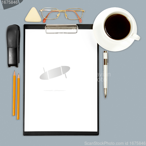 Image of abstract business background with office supply
