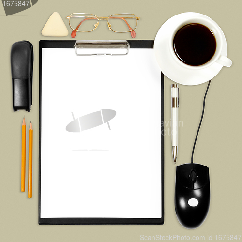 Image of abstract business background with office supply