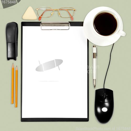 Image of abstract business background with office supply