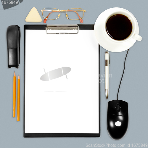 Image of abstract business background with office supply