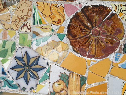 Image of Gaudi Mosaic Tiles - Barcelona, Spain