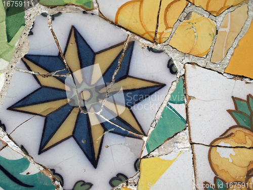Image of Gaudi Mosaic Tiles - Barcelona, Spain