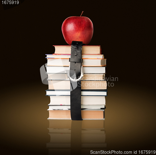 Image of books pile with belt