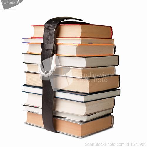 Image of books pile with belt