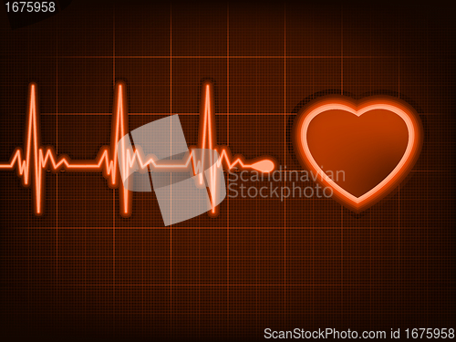 Image of Heart cardiogram with shadow on it deep red. EPS 8