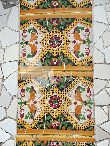 Image of Gaudi Mosaic Tiles - Barcelona, Spain