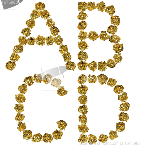 Image of hand-made foil letters with clipping path