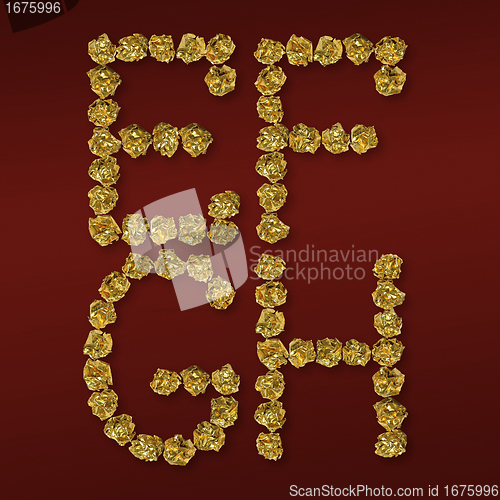 Image of hand-made foil letters with clipping path