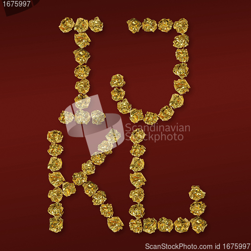 Image of hand-made foil letters with clipping path