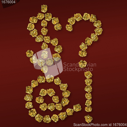 Image of hand-made foil letters with clipping path
