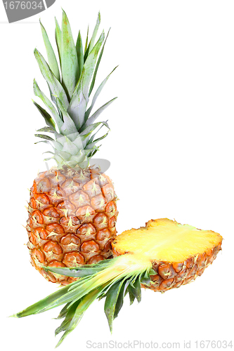 Image of Full and slice of fresh pineapple