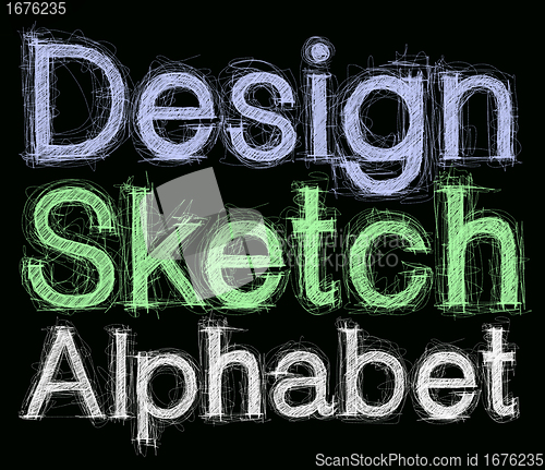 Image of sketch letters and numbers with pencil new 