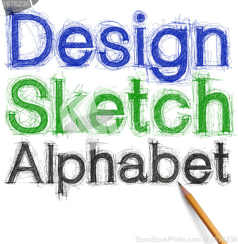 Image of sketch letters and numbers with pencil new 