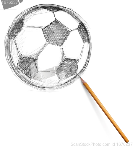 Image of soccer football ball and pencil