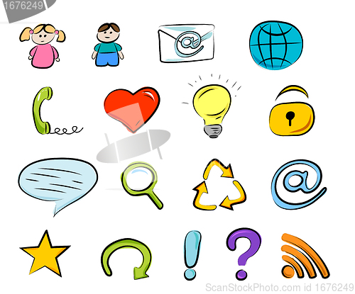 Image of Hand drawn internet and web icons