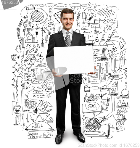 Image of businessman with empty write board
