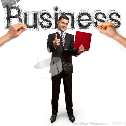 Image of sketch word business with businessman