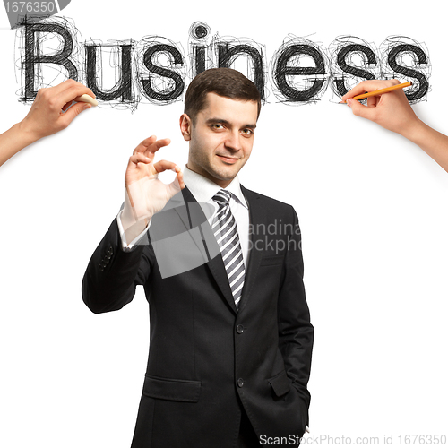 Image of sketch word business with businessman
