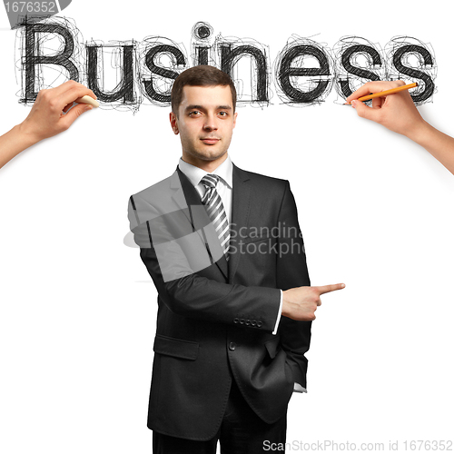 Image of sketch word business with businessman