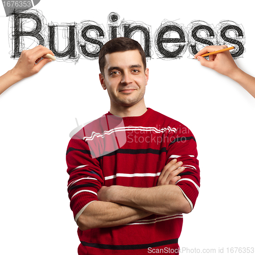 Image of sketch word business with businessman