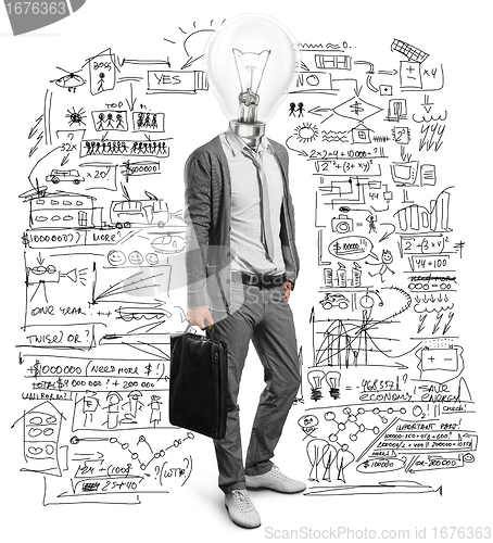 Image of lamp head businessman