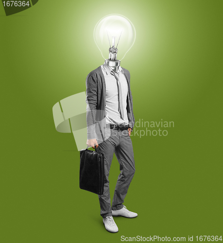 Image of lamp head businessman