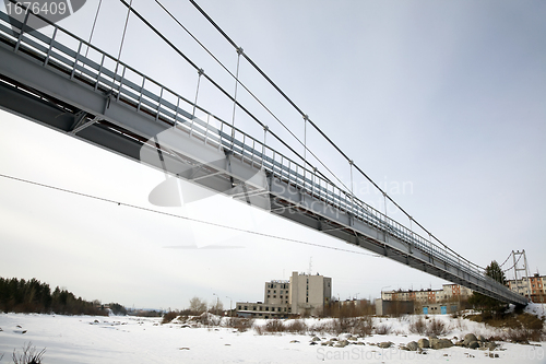 Image of Suspension Bridge over the River Niva. Kandalaksha