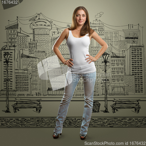 Image of european woman looking on camera