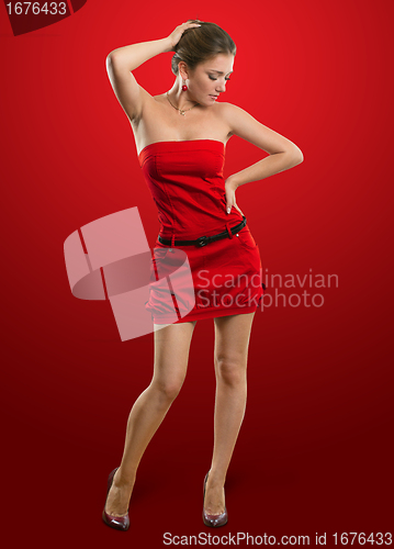 Image of european woman looking on camera