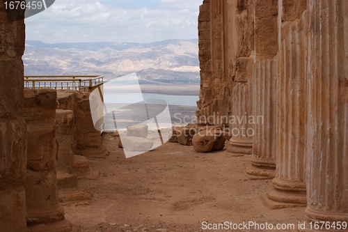 Image of Ruins of ancient colonnade of King Herod's palace in Masada