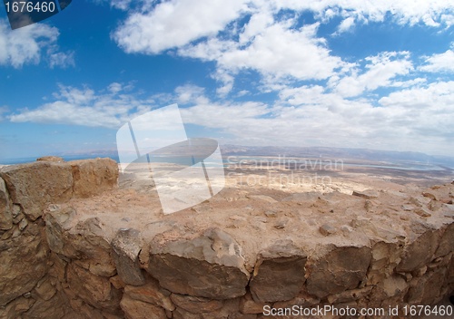 Image of Desert landscape near the Dead Sea seen from Masada fortress