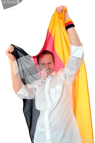 Image of Soccer fan with german flag
