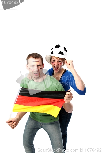 Image of Soccer fans couple ISOLATED