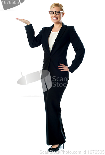 Image of Full shot of female executive representing copyspace
