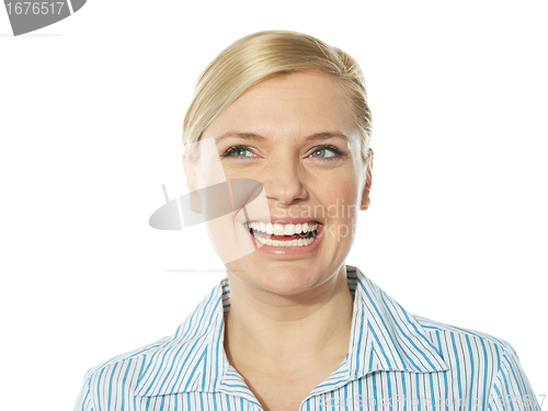 Image of Closeup of a smiling young beautiful lady