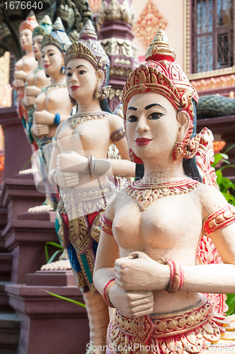 Image of Apsara sculptures at Cambodian temple