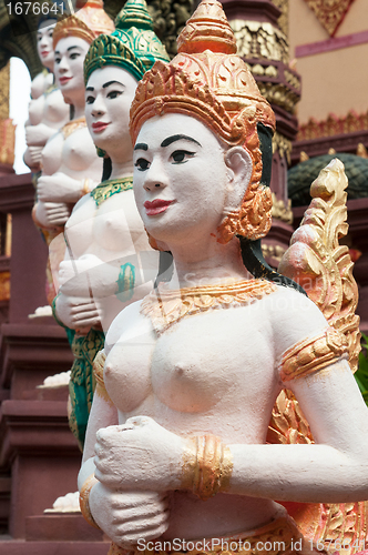 Image of Apsara sculptures at Cambodian temple