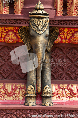 Image of Elephant sculpture at temple in Cambodia